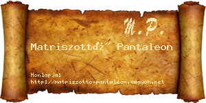 Matriszottó Pantaleon névjegykártya